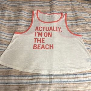BNWOT! White Tank Top with Pink Text